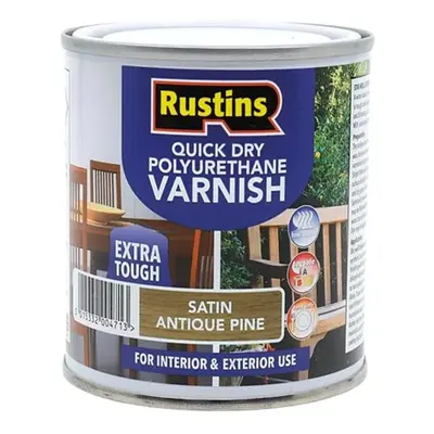 Rustins Quick Dry Polyurethane Varnish Extra Tough Satin Antique Pine 2.5L