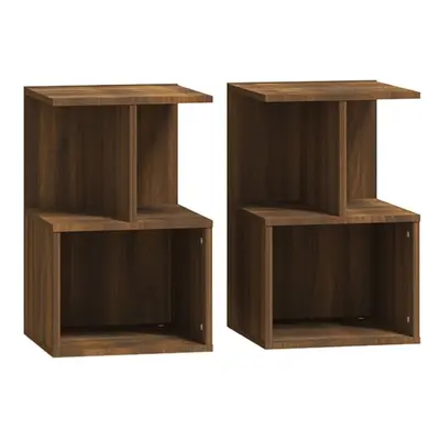 (brown oak, 2) vidaXL 1/2x Bedside Cabinet Chipboard Home Telephone Stand Set Multi Colours