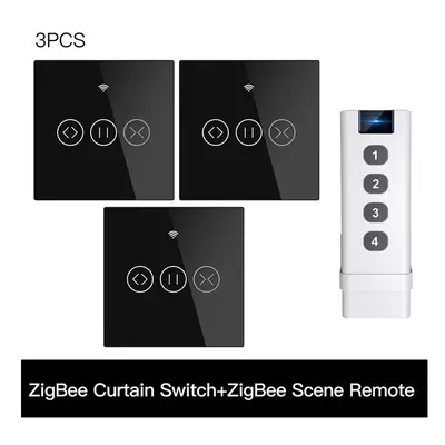 (3 EU and Scene) 433MHz Smart Touch Curtain Switch Roller Blinds Shutter Wireless Control Relay 