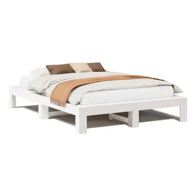 (white, x cm) vidaXL Bed Frame without Mattress Bed Base Solid Wood Pine