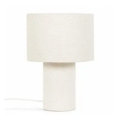 Natural Cream Boucle Table Lamp with Drum Shade Shade Light + LED