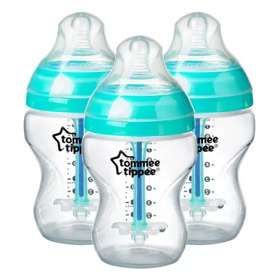 Tommee Tippee Advanced Anti-Colic Newborn Baby Bottle, 260ml, Pack of 3, Clear