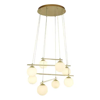 Searchlight Kris Cross Opal Ball With Gold Frame Light Pendant