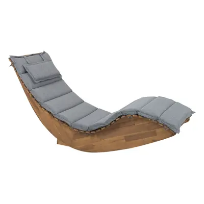 Sun Lounger with Cushion Wood Grey BRESCIA