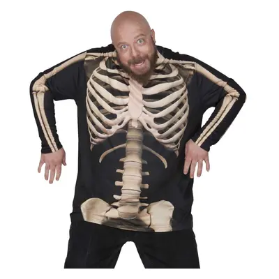 Faux Real Mens Halloween 3D Skeleton PhotoRealistic Long Sleeve TShirt Black Medium