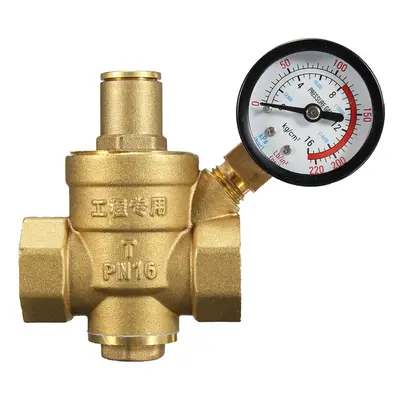 DN20 NPT 3/4" Adjustable Brass Water Pressure Regulator Reducer with Gauge Meter