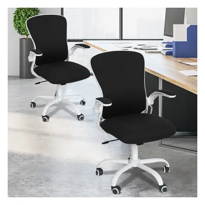 (Black) Mesh Office Chair Flip-Up Armrest Ergonomic Seat