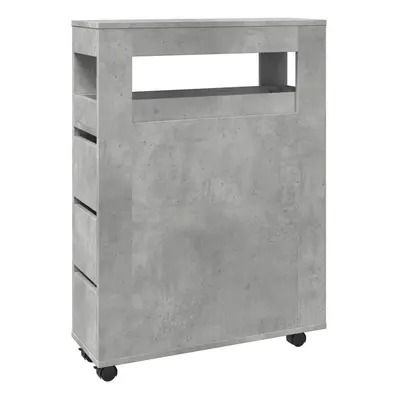 (concrete grey) vidaXL Narrow Bathroom Cabinet with Wheels Storage Cupboard Engineered Wood