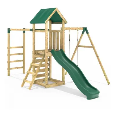 (Arvon) Rebo Adventure Wooden Climbing Frame with Monkey Bar, Swings & Slide