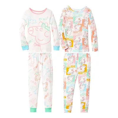 Peppa Pig Girls' Toddler Piece Cotton Long Sleeves and Pajama Pants