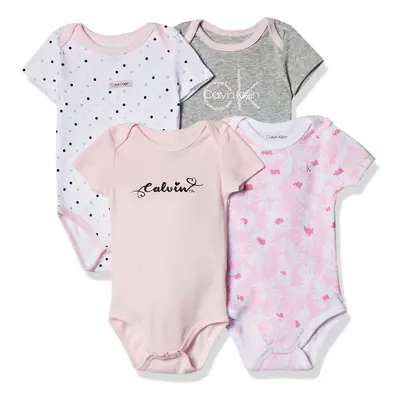 Calvin Klein Girls' Pieces Pack Bodysuits Gray/Pink Pearl/White