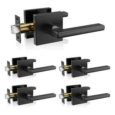 VEVOR Passage Door Handle 5-Pack Matte Black Interior Door Lever Left or Right Reversible Non-Lo