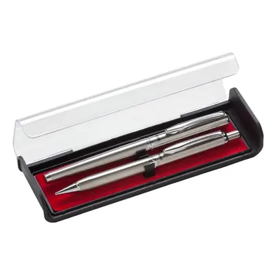 Pentel Libretto Roller Gel Pen and Pencil Set with Gift Box Pen 0.7mm and Pencil 0.5mm Silver Ba