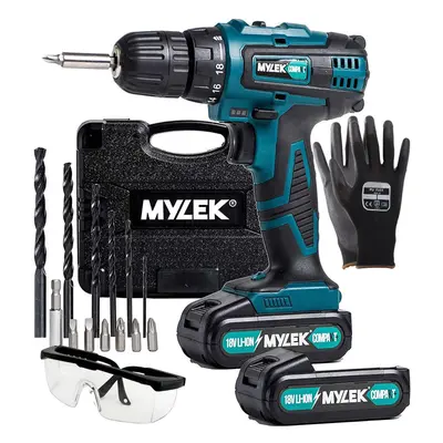 Mylek 18V Cordless Drill Set Kit with Li-Ion Batteries