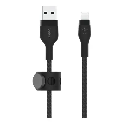 USB-A TO LTG BRAIDED SILICON 1M BLK