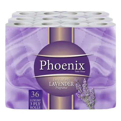 36 Phoenix Soft Lavender Fragranced Luxury Toilet Rolls Bulk Buy - Quilted White Ply Toilet Pape