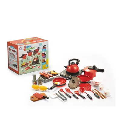 (Red, A) Four Kinds of Mock Plastics Kitchen Ware Set with Sound & Light Barbecue Toys for Kids