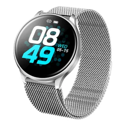 (Silver-Milanese Steel) IPS Full Touch Sports Mode Music Control Weather Blood Oxygen Monitor Sm