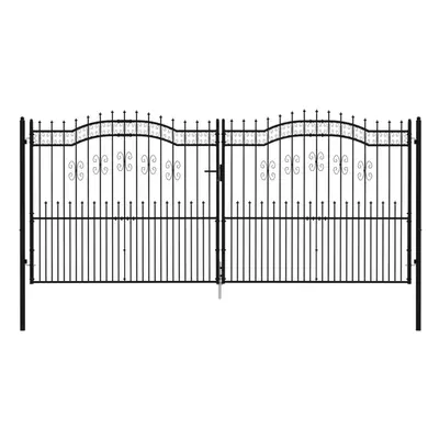 (406 x cm) vidaXL Fence Gate with Spear Top Black Powder-coated Steel Fence Multi Sizes