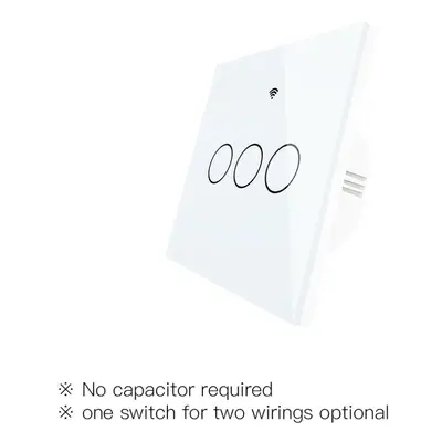 (3 Gang White) EU Wall Touch 250V 50/60Hz Smart Light Switch for Neutral Wire/No Neutral Wire No