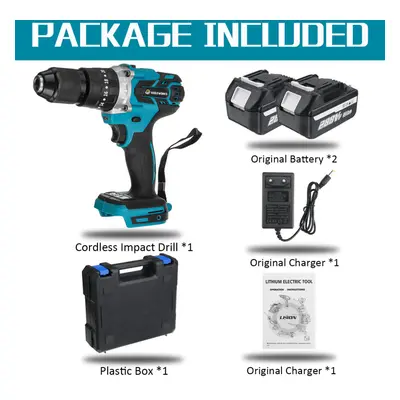 (Two Batteries Plastic Box) In Cordless Electric Impact Drill Driver Brushless Driver Drill Hamm