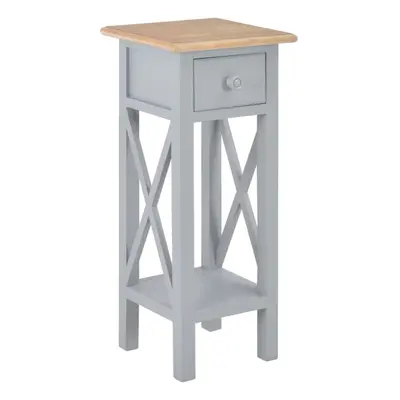 vidaXL Side Table Grey Wood Bedside Storage Cabinet Telephone Nightstand Stand