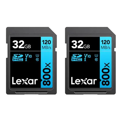 Lexar High-Performance 800x 32GB (2-Pack) SDHC UHS-I Memory Cards C10 U1 V10 Full-HD & 4K Video 