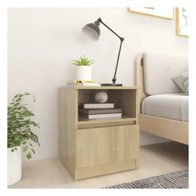 vidaXL Bed Cabinet Sonoma Oak Engineered Wood Bedside End Table Nightstand