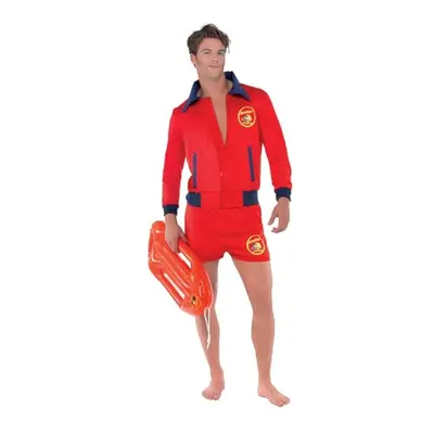 Smiffys Baywatch Lifeguard Costume in Red for Adults, Includes Top and Shorts with Iconic Baywat