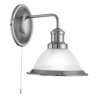 Bistro single Industrial Wall Light Satin Silver