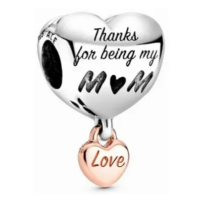 925 Sterling Silver Heart and Mum Charm Pendants fit Bracelet Making for Women Birthday Christma