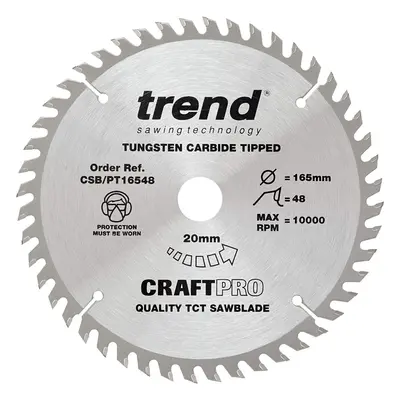 Trend CSB/PT16548 CraftPro TCT Saw Blade 165mm x Teeth x 20mm (2.0mm Kerf), Silver