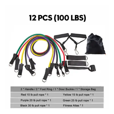 (C) 10-16Pcs/Set Resistance Bands Yoga Rubber Tubes Home Fitness Pull Rope Gym Exercise Tool