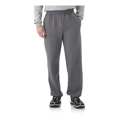 Fruit of the Loom Mens Elastic Bottom Sweatpant-Charcoal Heather-4XL