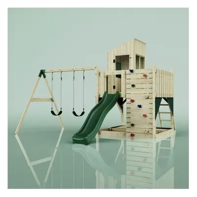 (Swing Kari Green) Rebo PolarPlay Kids Climbing Tower & Playhouse