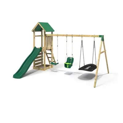 (Snowdon) Rebo Adventure Wooden Climbing Frame, Swing Set and Slide