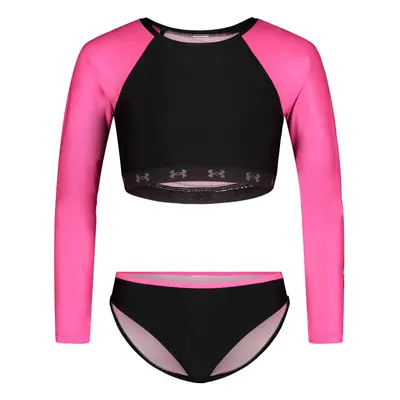 Under Armour Girls Rashguard Rash Guard Set Black Wordmark US