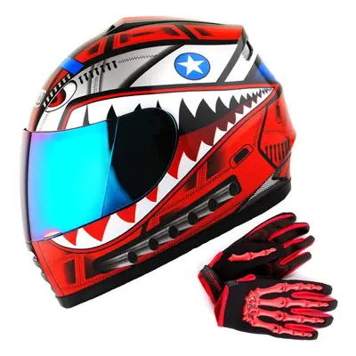 WOW Youth Motorcycle Full Face Helmet Street Bike BMX MX Kids Shark Re