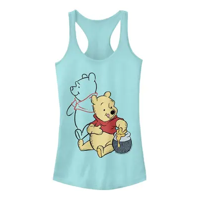 Disney Junior's Winnie Pooh Line Art Slim Fit Scoop Hem Racerback Tan