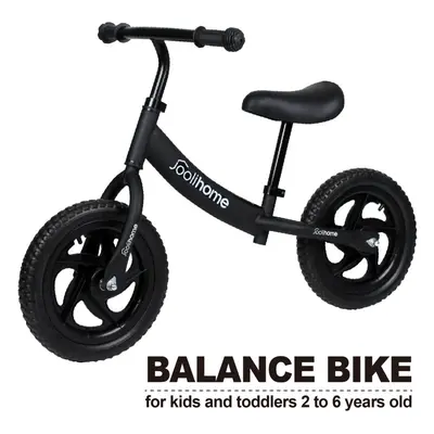 (Black) Balance Bike 12" for years old Boys and Girls