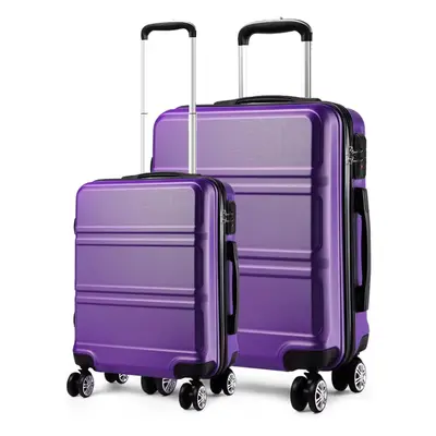 (Purple) PCS Luggage Set Lightweight ABS Hard Shell Trolley Travel Case 20" Cabin Suitcase + 28"