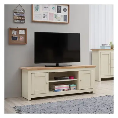 Lisbon TV Unit Stand Media Cabinet Doors + Shelf Cream