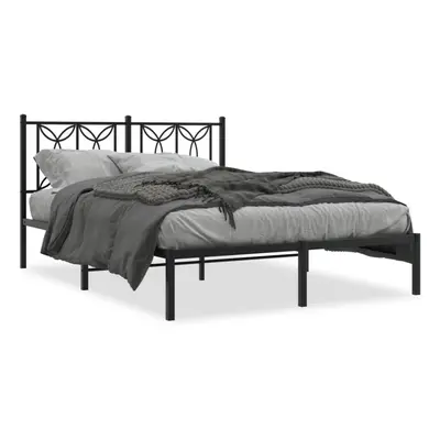 (black, x cm/ with headboard) vidaXL Metal Bed Frame with Headboard Home Bed Base Bedstead