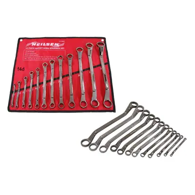 12pc Ring Spanner Set Offset Wrench Double Ended Long 6mm -32mm CT1457