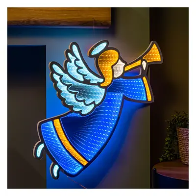 65cm Infinity Hanging Christmas Angel with Blue and Gold LEDs