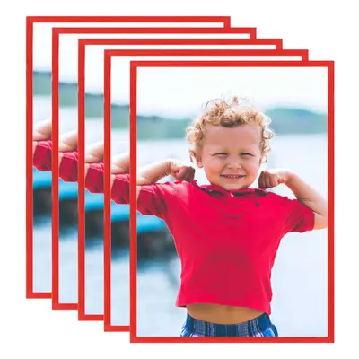 vidaXL 5x Photo Frames Collage for Wall or Table Red MDF Picture Poster Frame