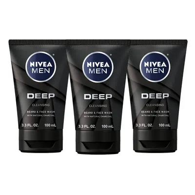 Nivea Men DEEP Cleansing Beard and Face Wash Natural Charcoal Facial Cleanser Helps Remove Dirt 