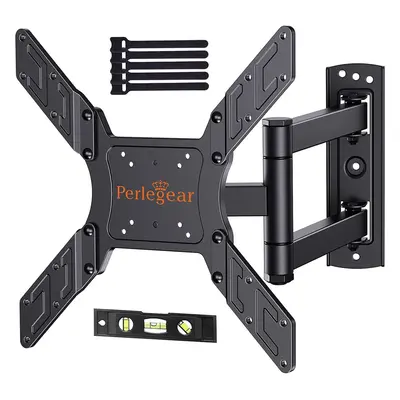 Perlegear TV Wall Bracket fits Inch Flat&Curved TV up tp 45KG, Swivels Tilts Extends Rotates TV 