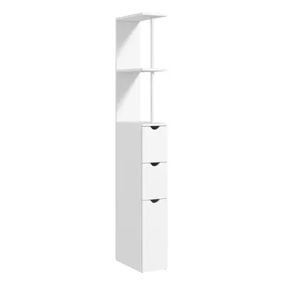 HOMCOM Tall Bathroom Storage Cabinet with Shelf and Drawers, White