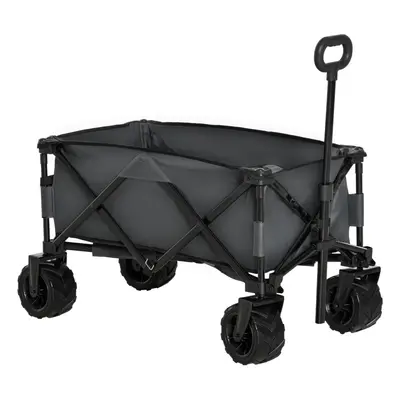 Outsunny Outdoor Cart Folding Cargo Wagon Trailer Beach w/ Handle Dark Grey